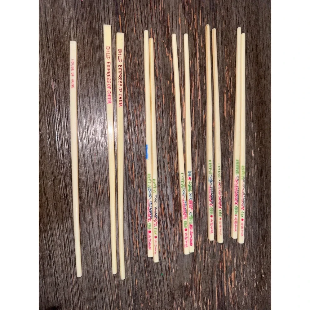 Vintage Chopstick Lot Empress of China House of Hong Souvenir Plastic 11pc Set